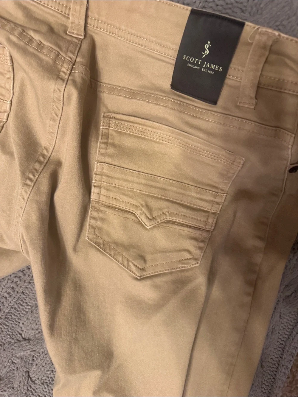 Scott James England Men's Tan Slim-Fit Jeans Size W34 L30